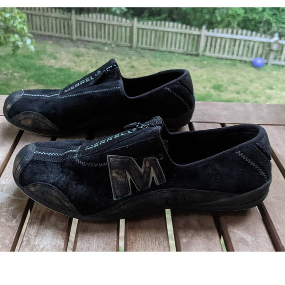 Merrell Arabesque Leather Black/Gold Women's Casual Zip Up Loafers Size 7.5 - Picture 3 of 10